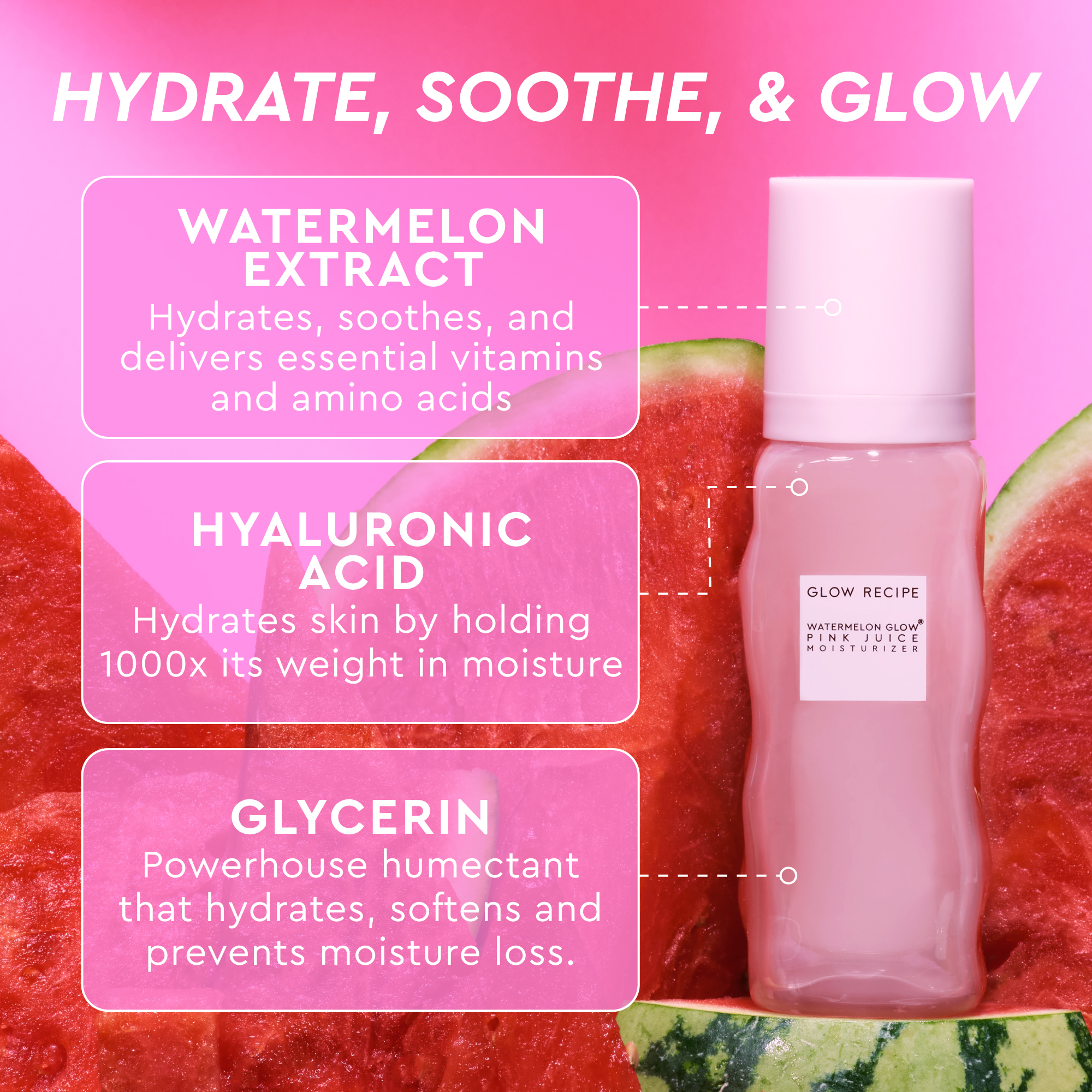 LIMITED EDITION PRIDE WATERMELON GLOW PINK JUICE MOISTURIZER REFILLABLE  (GEL HIDRATANTE)